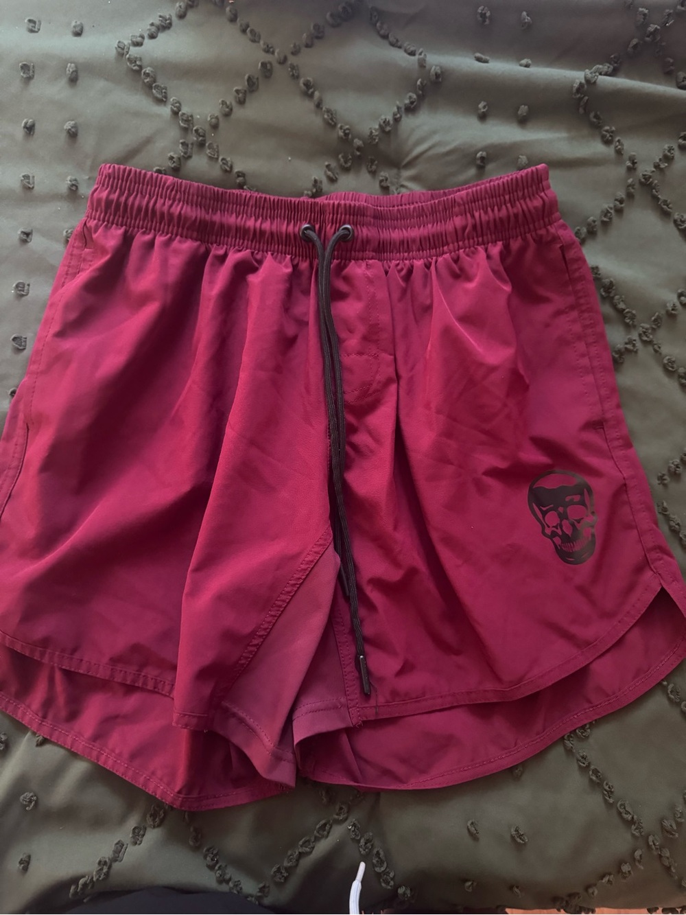 Men’s Gymreaper Running Shorts in maroon with Drawstring Waist